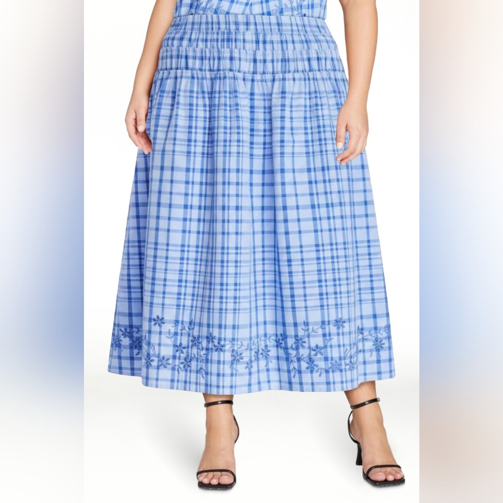 Free Assembly Womens Cotton Maxi Skirt Boho Cottage Casual Travel Summer Shabbyc